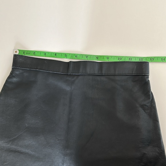 Vintage Black Leather Midi Length Skirt - Picture 6 of 11